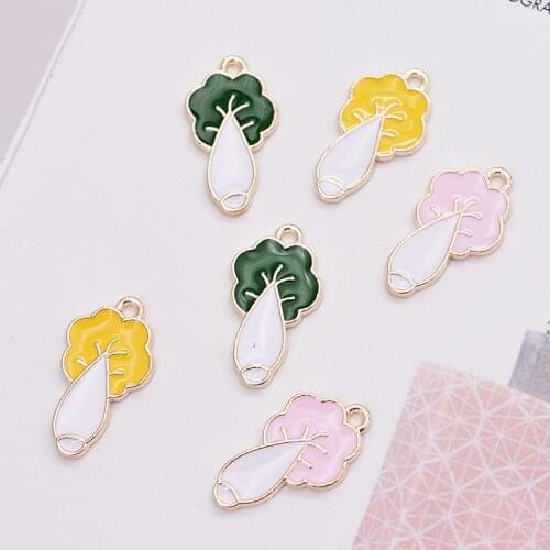 20pcs/lot Enamel Chinese Cabbage Charm For Jewelry Making Cute Earring Pendant Bracelet Necklace Charms Diy Jewelry Accessories