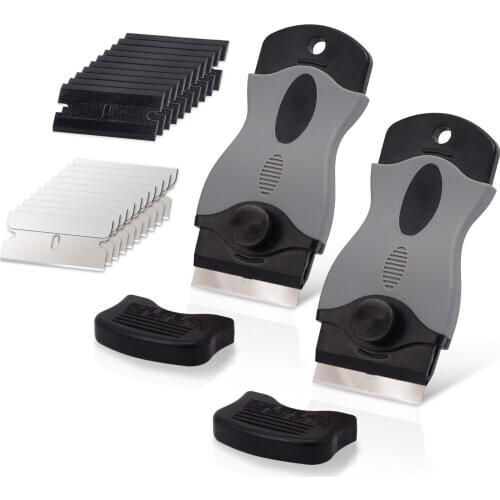 FOSHIO Window Ceramic Glass Cleaner Razor Scraper+20pcs Blade Vinyl Wrap Film Glue Sticker Remover Squeegee Car Cleaning Tool