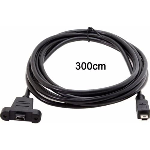 0.5m 3m 5m Panel Mount Type Mini USB 5Pin Male to Female Extension Adapter Cable with Screws