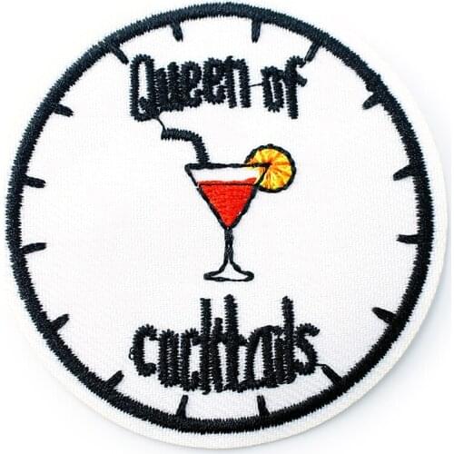 Cocktail (Size:6.3x6.3cm) Cartoon Badges DIY Embroidery Patch Applique Clothes Clothing Sewing Supplies Decorative Patches