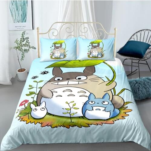 Cartoon Bedding Set My Neighbor Totoro Duvet Cover Sets Comforter Bed Linen Twin Queen King Single Size Fashion Gift Home Decor
