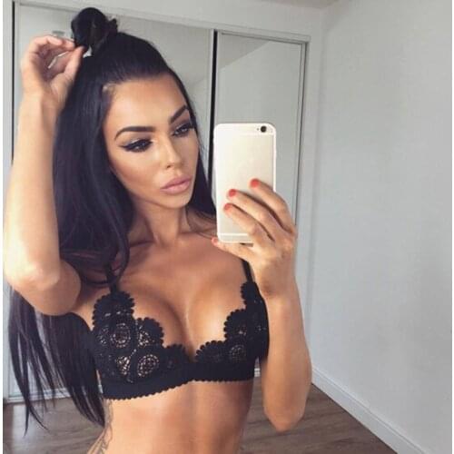 Lace Crochet Bra 2021 Sexy Underwear For Women Wire-Free Bikini Tops Back Closure Intimates Non-adjusted Straps Ladies Bra Top