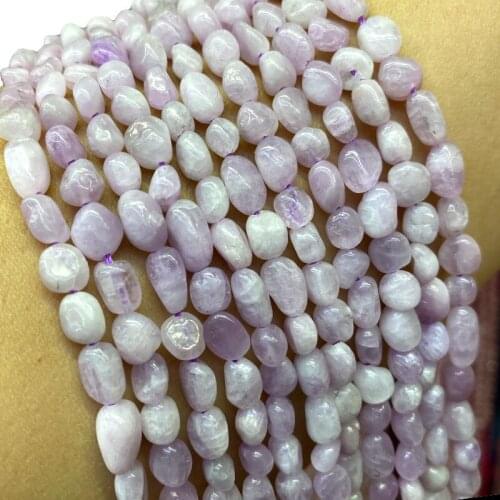LUOMANXIARI 100% Natural Stone Beads Light Purple Gravel Kunzite For Jewelry Making DIY Bracelet Necklace Accessories 6-7MM