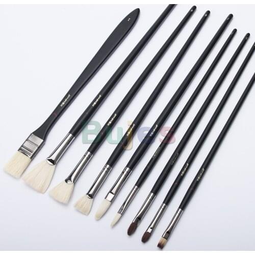 Miya Professtional Gouache Brush Pens,Acrylic Oil Brush,Flat, Round and Flat Fan Head,Nylon Brush Set,for Artist Art Students