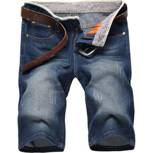 Men Shorts Summer Fashion Ripped Straight Denim Shorts Loose Jeans Destroyed Hole Casual Slim Fifth Pants