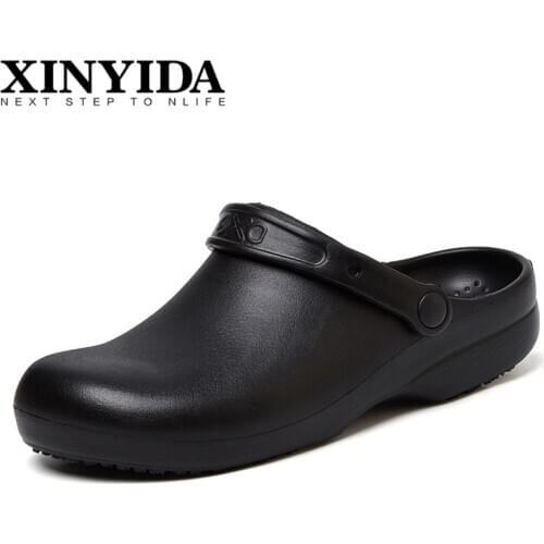 EVA Mens Chef Shoes Breathable Non-slip Oil-proof Men Kitchen Shoes Medical Working Shoes Garden Waterproof Safety Shoes Black