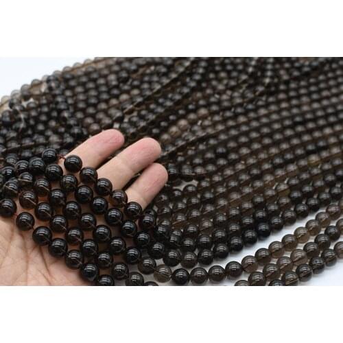 2 strands 6,8,10,12mm Natural Round Smokys Quartz Crystal Loose Beads For DIY Necklace Bracelats Jewelry Making 15"