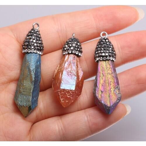 Natural Amethysts Pendants Trendy Irregular Stone with Crystal Pendant Charms For Jewelry Making DIY Necklace Accessories