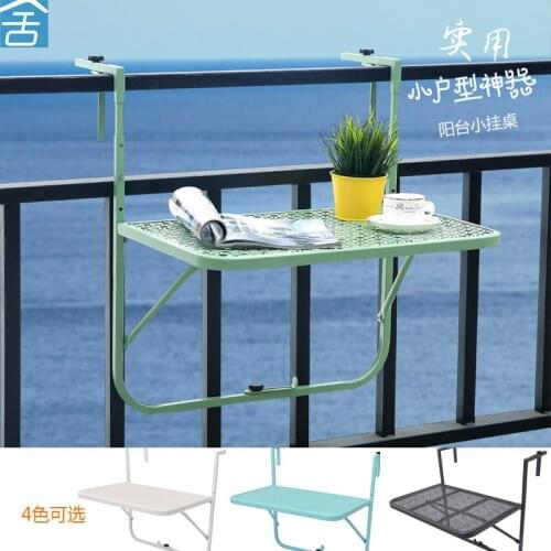 Balcony Hanging Table Railing Metal Iron Hanging Foldable Table European-Style Simple Mini Wall Hanging Learning Table