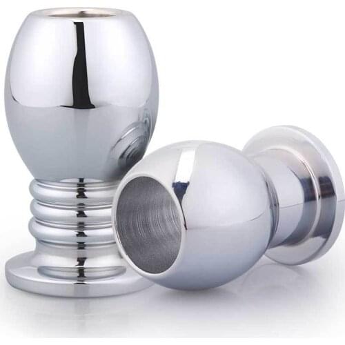 Hollow Anal Plug Metal Butt Plug Douche Enema Anal Dilator Speculum Vaginal Anal Cleaner Sex Toys For Woman Men Ass Plug