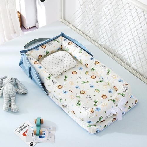 Portable Baby Travel Bedding Set Newborn Nest Bed Cotton Crib Foldable Cot Sleeping Bumper Bassinet for Baby Photography Basket
