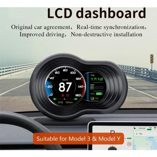 HUD Car Speed ​​Projector Head Up Display Low Voltage Digital Speedometer Alarm Meter Compatible with Tesla-Model 3/Y 2009