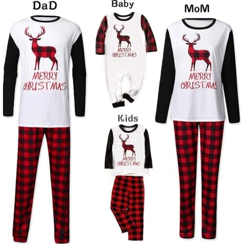 Family Christmas Matching Clothes Pajamas Mommy Daughter Daddy Son Baby Rompers Family Clothes Pajamas