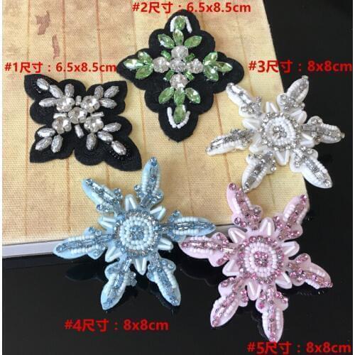 Snow crystal rhinestone sequins patches applique beaded collar sewing on patch fashion clothing bag decoration patch accessories