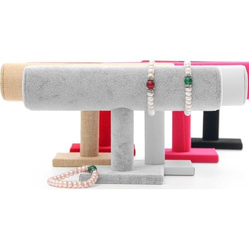 Velvet T-Bar Rack Jewelry Display Organizer Watch Holder Bangle Bracelet Necklace Display Stand Women Jewelry Accessories