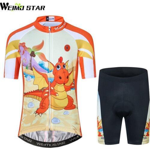 Weimostar 2018 Kids Cycling Clothing Short Sleeve Children Cycling Jersey Cute Bicycle Wear Clothes Breathable MTB Bike Jersey