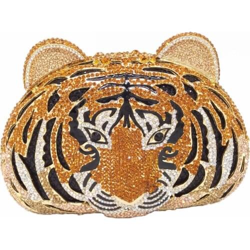 19x13CM Clutch Bag Women Evening Bag Animal Tiger Diamond-studded Dinner Bag Party Bag Banquet Bag a6612