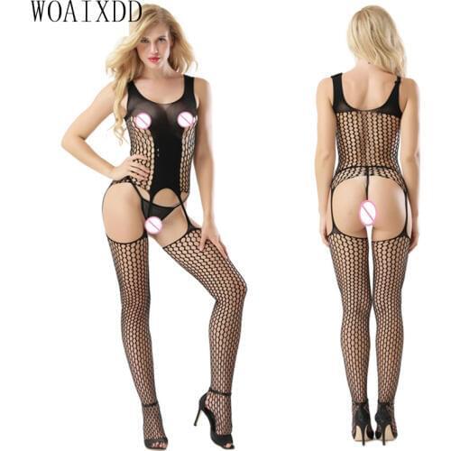 Women Bodystocking Sexy Costumes Body Suit Garter Sexy Lingerie Bustier Set with Belts lenceria femenina