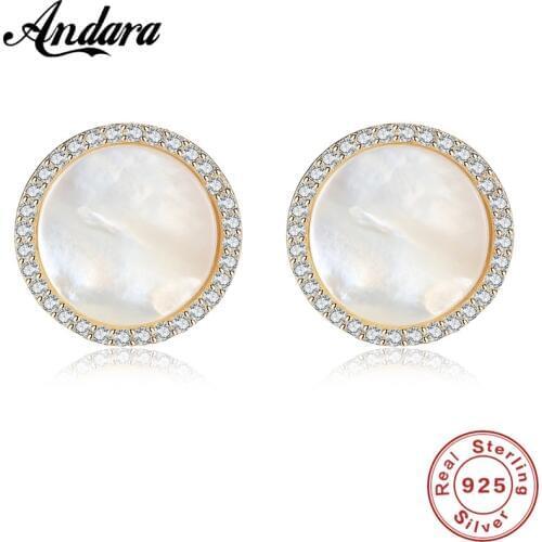 100% Genuine 925 Sterling Silver Sea Shell Natural Freshwater Pearl Stud Earrings Brincos For Women Luxury Jewelry