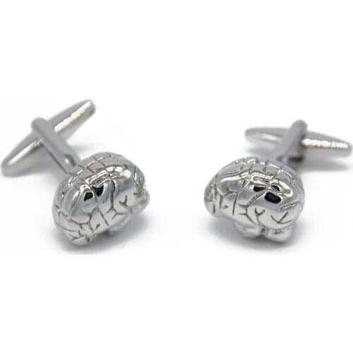 10pairs/lot Unique Brainstorm Cufflinks Silver Bright Polished Brain Shape Cuff Links Creative Design Men Jewelry Business Gift