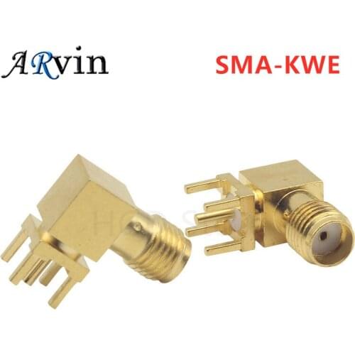 10PCS SMA female plug Right Angle 90 DEGREE SMA-KWE PCB Mount connector RF adapter