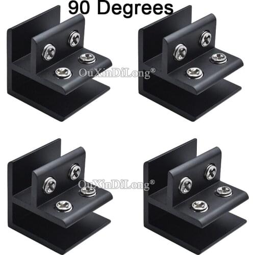 100PCS Aluminum 90 Degrees L Style Black Glass Clamp 10-12mm Glass Board Double Sides Glass Clamps Shelves Support Bracket GF544