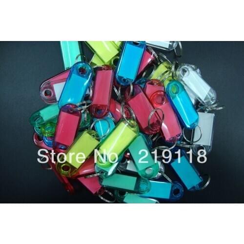 100pcs Blank Crystal Rectangle Keychains luggage tag Insert Photo Keyrings key card number