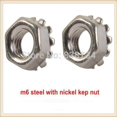 100pcs steel with nickel coating m6 jam nut