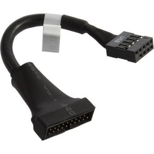 2PCS USB 2.0 9pin Male Housing To USB 3.0 20pin Female Adapter Cable Extension Cable