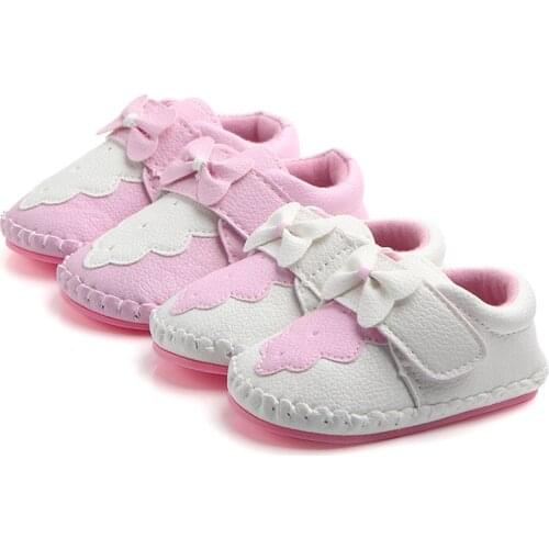 Fashion PU Baby Shoes First Walkers Lovely Bowknot Infants Hard Sole Girls Shoes Sneakers