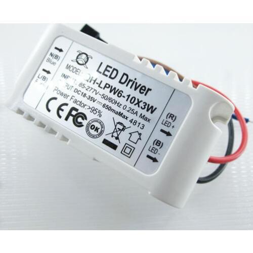 4pcs/lot 6-10x3W LED Driver For Ceiling Light Lamps 600mA 85-277V 6x3W 7x3W 8x3W 9x3W 10x3W External Transformer Free Shipping