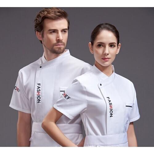 4 Colors Wholesale Unisex Kitchen Chef Uniform Bakery Food Service Short Sleeve Breathable Double Breasted Cook Wear Chef Jacket