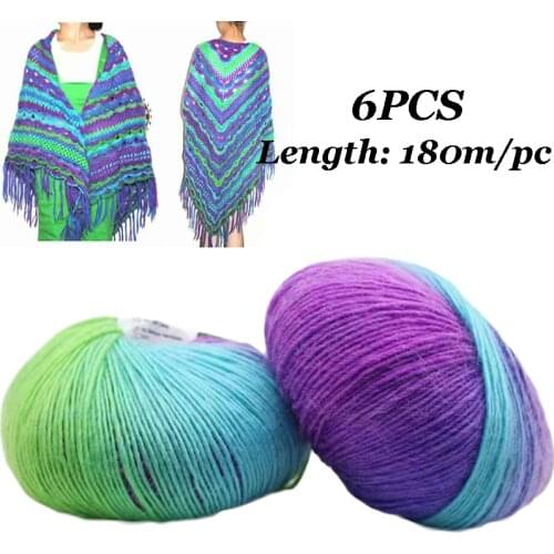 300g Gradual Rainbow Color Island Yarn Knitted Chunky Hand-Woven Woolen Rainbow Scarf Sweater Fancy Yarn DIY Hat Scarf Supplies