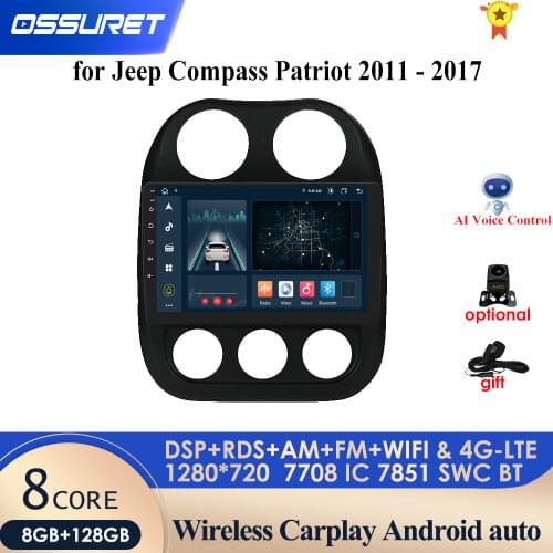 4G 2Din Android 10 Car Radio For JEEP Compass Patriot 2010 2012 2013 2014 2015 2016 Multimedia Stereo DVD Player Navigation GPS