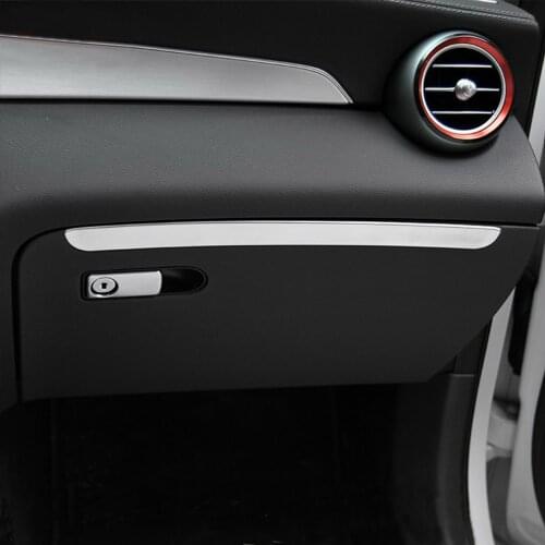 Car Copilot Storage Box Trim Strips For Mercedes Benz C Class W205 GLC X253 2015-17 LHD Stainless Steel Interior Accessories