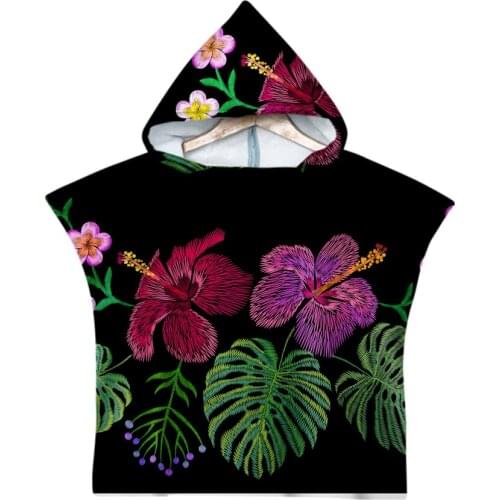 Free shipping Tropical Leaf Flower Pineapple Birds Baby Kids Children Hooded Towel Pool Beach Poncho Towel Cape Novelty Gift