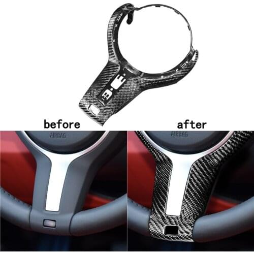Car Steering Wheel M-sport Trim Cover Black Real Carbon Fiber For BMW F20 F22 F30 F31 F32 F33 F36 F10 F06 F12 F13 F15 F16