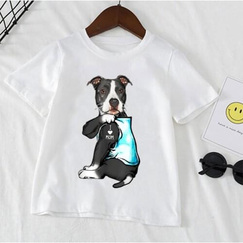 Kids Cartoon Dogs Print Baby Tshirts I Love Mom Harajuku Top Boys Girls Cute T Shirt Fashion Children Short-sleeved,YKP116