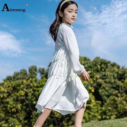 Children Princess Dresses Kids Clothing 2021 French Style Mid-Calf Dress Long Sleeve Girls Fashion Dot Birthday Party Robe Dress