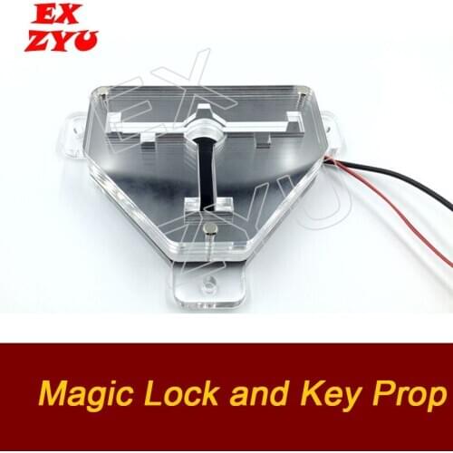 EXZYU Magic lock and key escape room prop game put the key into right position to open lock with blue light chamber room