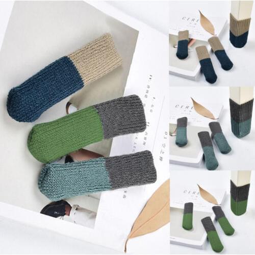 Chair Table Leg Cotton Sock Sleeve Cover Flower Wool Knit Floor Foot Protector