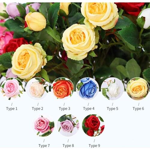 Artificial Flowers 7 Pcs/Set Rose 60Cm Colorful Fake Flowers Bouquet For Home Party New Year Decoration Valentines Day Gift