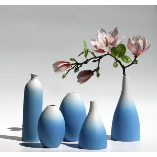 Nordic Home Decoration Handmade Ceramic Vase Furnishing Articles Vibrant Color Ornaments Tabletop Green Plant Flower Pot