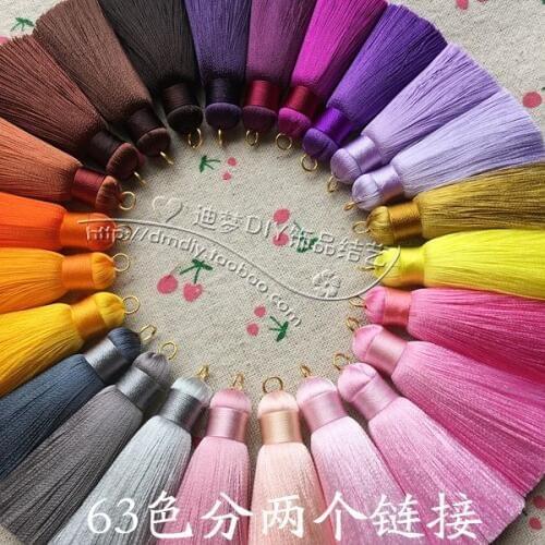 6cm long Su DIY Jewelry Accessories The new 63-color Chinese knot short fat type Exquisite tassels Rayon Silk tassel wholesale