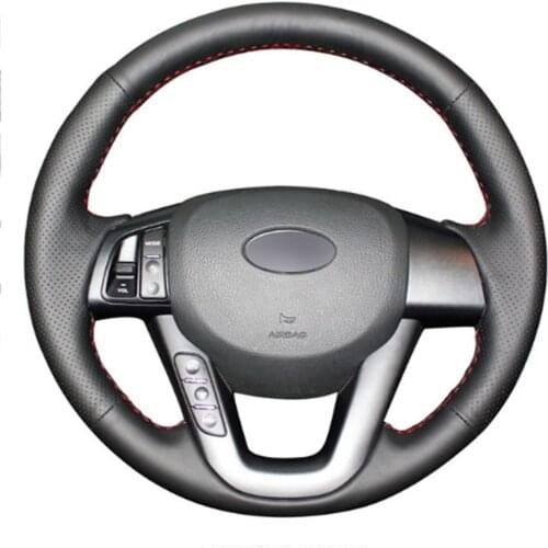 Top Leather Steering Wheel Hand-stitch on Wrap Cover For Kia K5 2011 2012 2013 Kia Optima