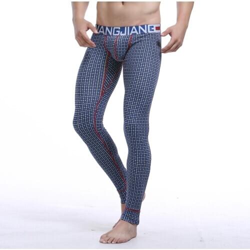 Mens Long Johns Autumn and winter Men Thermal Underwear Bottom Male Legging Tight Warm Pants Stitching Long Johns