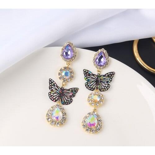 MWSONYA New Fashion Korean Butterfly Waterdrop Dangle Earrings For Women Elegant Party Holiday Pendientes Jewelry