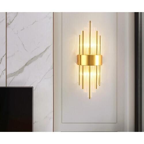 Wall lamp living room TV background wall light luxury crystal lamp creative bedroom bedside lamp Scandinavia modern simple corri