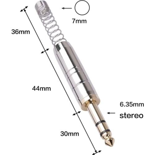 New Metal Shell 6.35mm Gold-plated Head Stereo with Spring Diy Welding Plug Antioxidant Rear Buffer Spring Parts Replace
