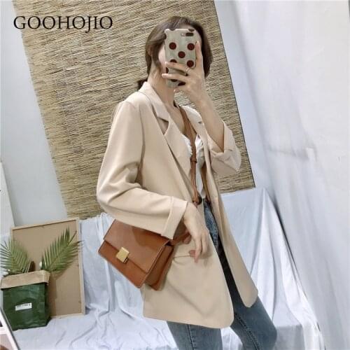 GOOHOJIO 2021 New Spring and Autumn Vintage Blazers Female Design Casual Blazers for Women Temperament All-match Blazers Women